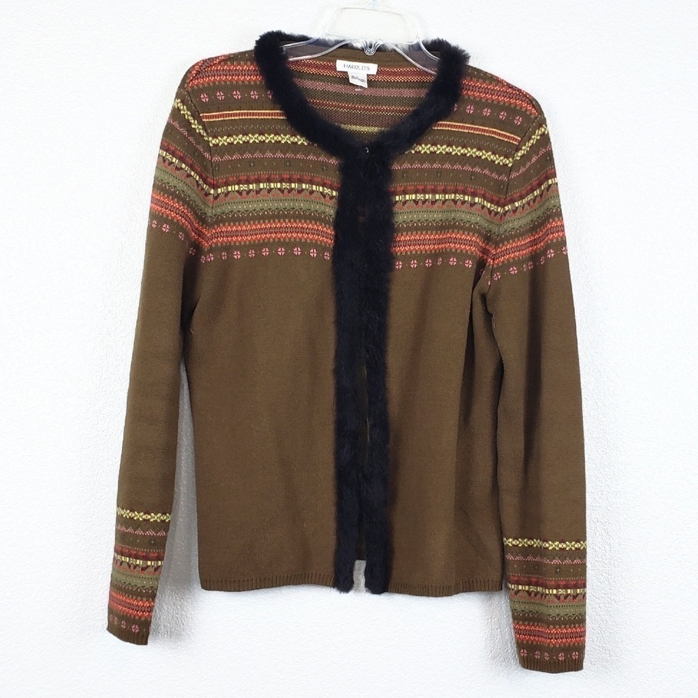 Harold's cardigan with faux fur trim
